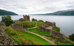 Scotland, view of Lochness and Urquhart castle during a stormy day. Photo by Moyan Brenn.