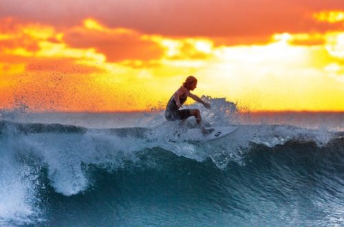Surfer Wave Sunset
