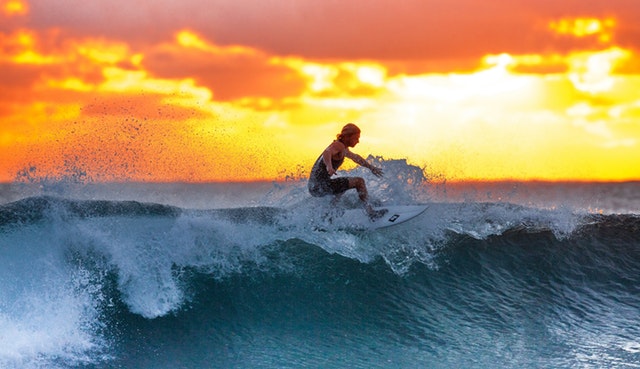 Surfer Wave Sunset